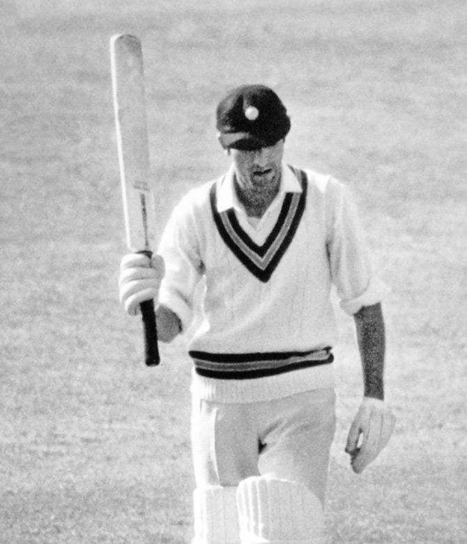 Indian skipper MAK Pataudi raises his bat to acknowledge the crowd after reaching his 100 against England in the Headingley, Leeds Test in June 1967. Pic/Getty Images