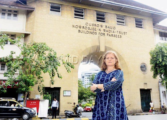 Abigail McGowan outside Cusrow Baug, Colaba. Pics/Bipin Kokate