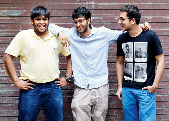 Founder Ishaan Jajodia (left) with members of The Mumbai Art Collective team
