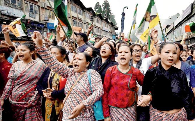 GJM supporters took out processions yesterday