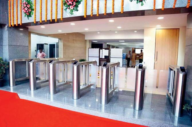 The RFID scanners have been installed at the entrance of Mithibai College as part of a recent revamp