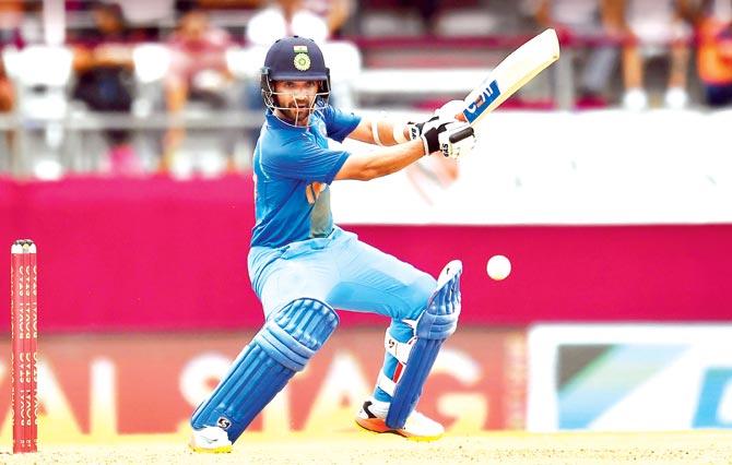 India opener Ajinkya Rahane during his 104-ball 103 against West Indies in the second ODI at the Queen