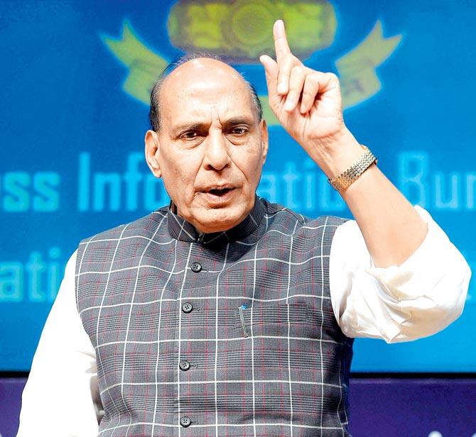 Home Minister Rajnath Singh in New Delhi yesterday. Pic/PTI