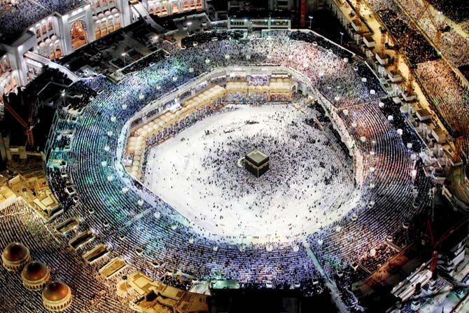Muslim worshippers pray at the Kaaba, Islam’s holiest shrine, at the Grand Mosque in Mecca. Pic/AFP
