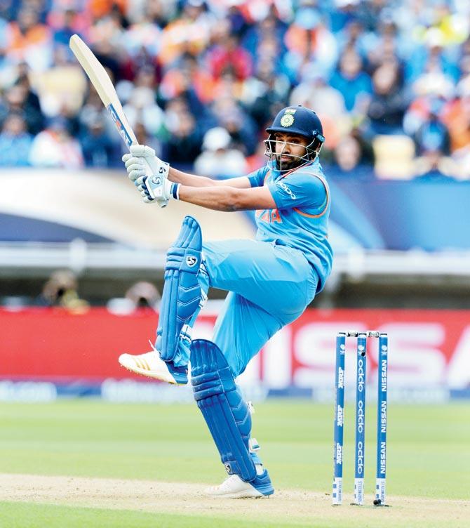India’s opening batsman Rohit Sharma plays one on the leg side en route his splendid 91 off 119 balls against Pakistan in the Champions Trophy at Birmingham yesterday. Pic/Bipin Patel
