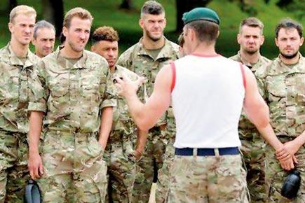England football team train with Royal Marines
