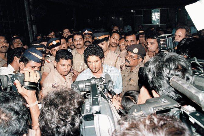 Sachin Tendulkar talks to the media on his arrival from Sharjah where India won the Coca-Cola Cup by beating Australia in the final on April 24, 1998. Tendulkar scored two hundreds in the competition. Pic/Midday Archives