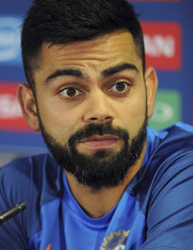 India captain Virat Kohli attends a press conference ahead of their ICC Champions Trophy Group B match against Pakistan at Edgbaston in Birmingham. Pic/AFP
