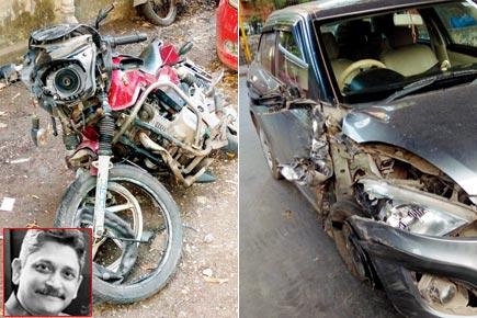 Mumbai: Bikers coming from wrong side ram into cop's car on Sion flyover