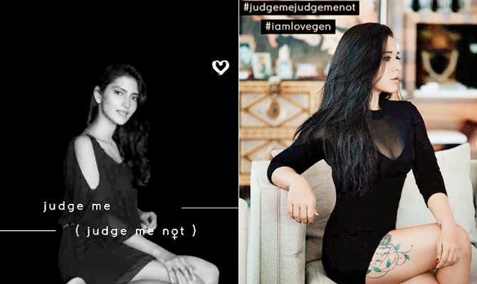 One of the images in the #JudgeMeJudgeMeNot campaign (right) Krishna Shroff for the campaign