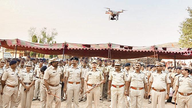 Drones in use during an event at the Haji Malang shrine in Kalyan
