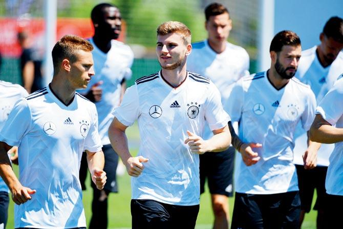 German players train yesterday ahead of their Confederations Cup encounter against Australia at Sochi, Russia today. Pic/AFP