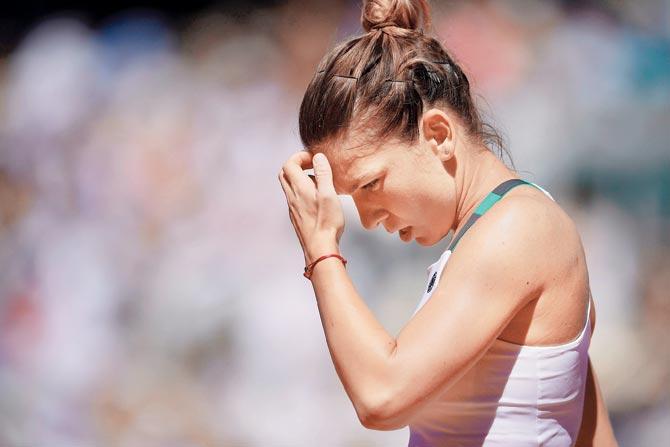 Romania’s Simona Halep during the French Open final against Jelena Ostapenko on Saturday