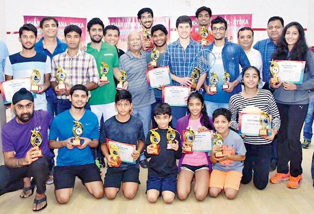 Winners of the Khar Gymkhana-SYSKA Open squash tournament