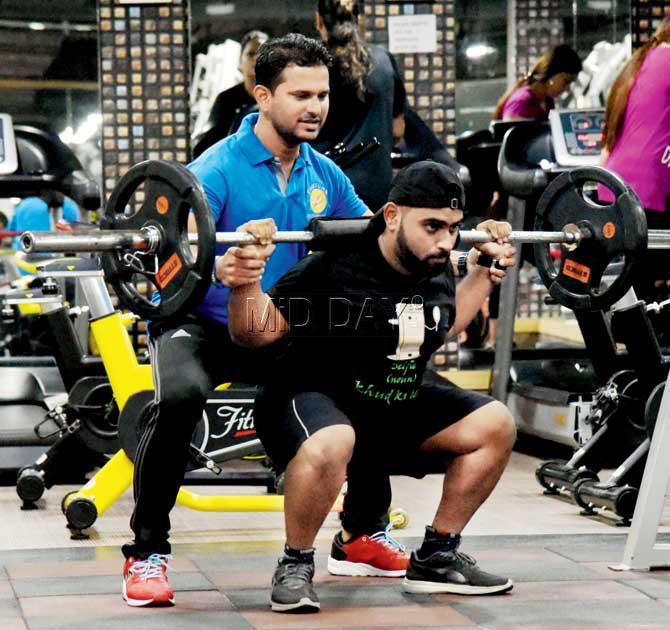 Yatin Chamur has opted for the morning shift from 6 am to 2 pm at the gym so that he can take care of their baby. Pic/Rane Ashish