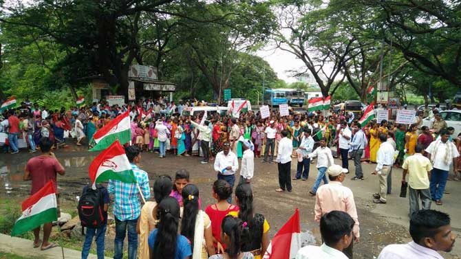 Tribals protest in Aarey Milk Colony on Tuesday
