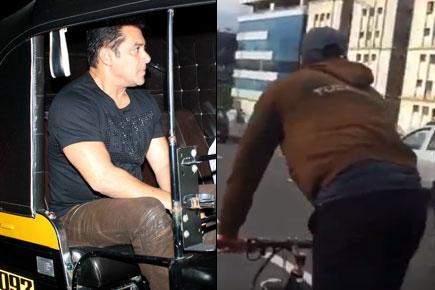 Salman Khan turns 'aam aadmi', takes auto and cycle ride on Mumbai streets