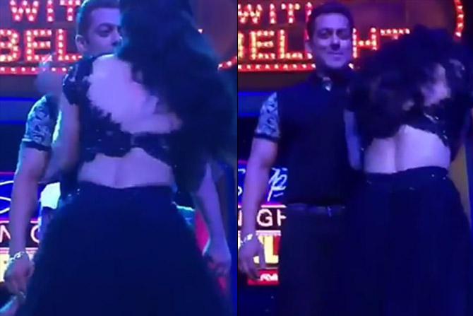 670px x 447px - Mouni Roy's 'oops' moment with Salman Khan caught on camera