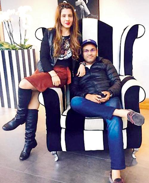 Virender Sehwag posted  this picture with wife Aarti in England on Instagram recently