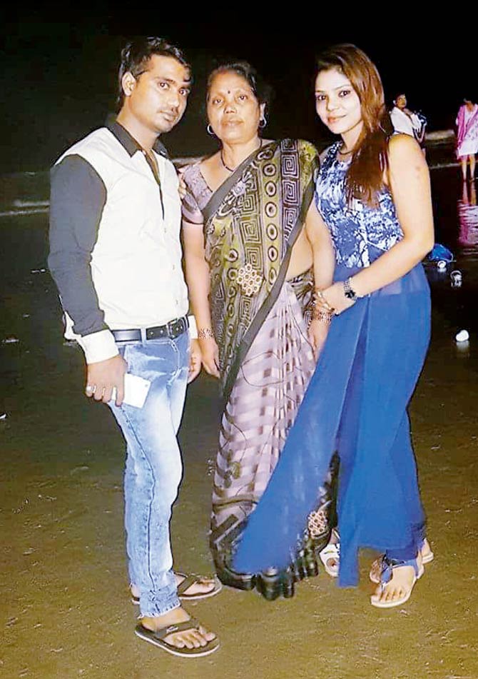 Kritika with her mother and brother