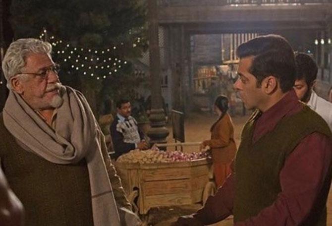 Om Puri and Salman Khan in a still from 