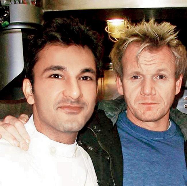 Chef Vikas Khanna with chef Gordon Ramsay