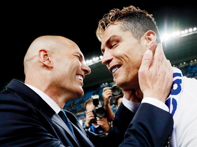 Real Madrid coach Zinedine Zidane & Cristiano Ronaldo