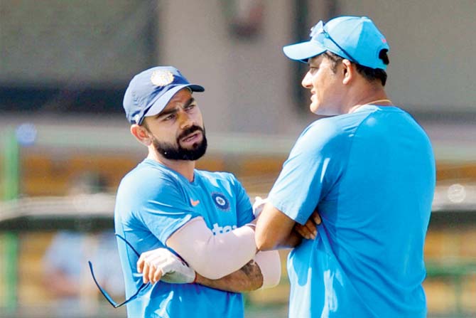 Indian captain Virat Kohli and coach Anil Kumble