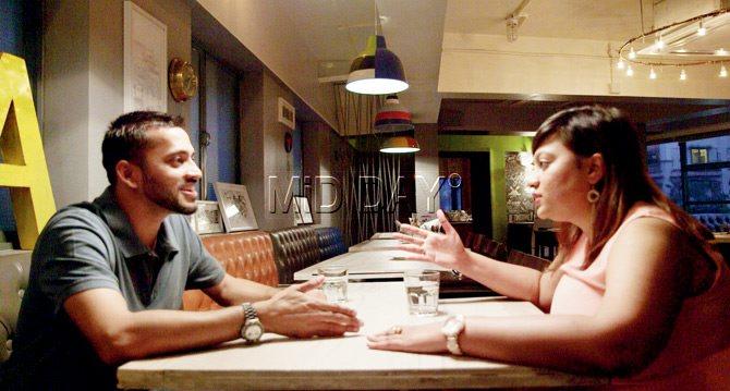 A still from the five-minute short shows Dhruvi on a date