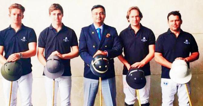 Anuraag Bhatnagar with the polo players