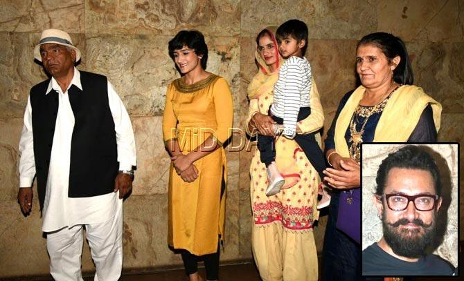 Phogat family. Inset: Aamir Khan