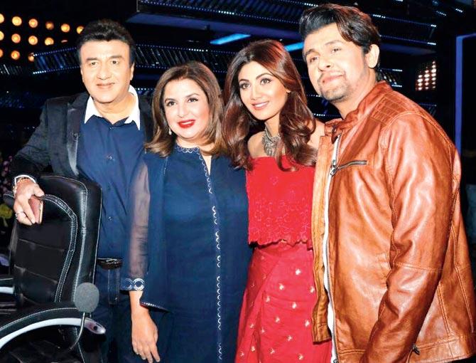 Anu Malik, Farah Khan, Shilpa Shetty and Sonu Nigam