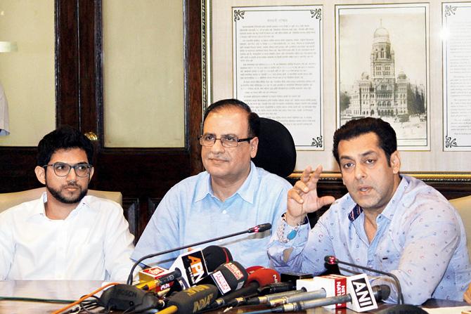 BMC had roped in Salman Khan as brand ambassador for its first anti-defecation drive recently. File pic