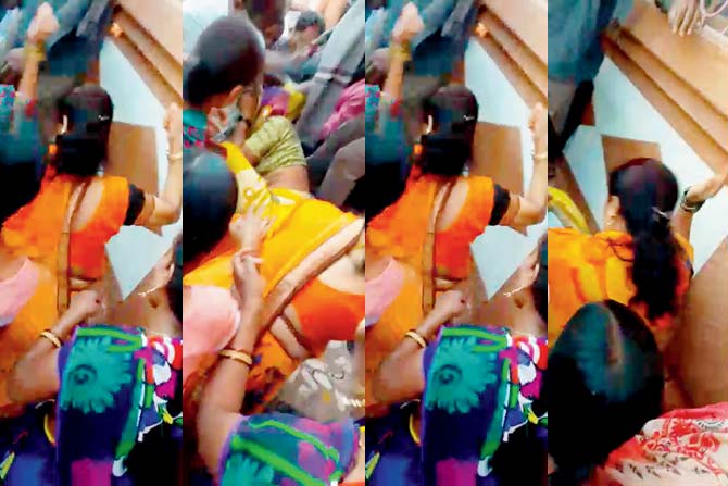 CCTV footage shows locals thrashing Pune resident Hasina Shaikh at Dehu railway station, suspecting her to be part of a child abduction racket