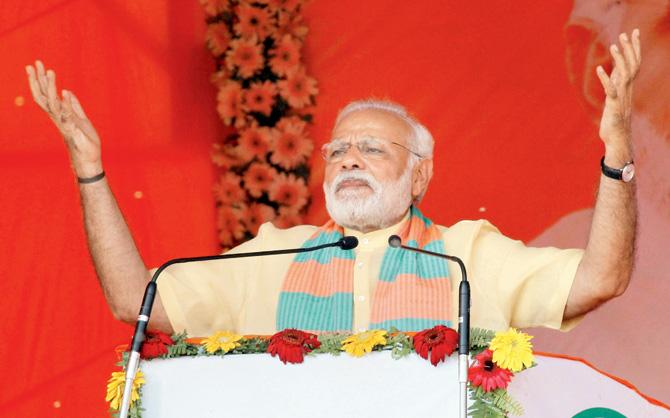 Prime Minister Narendra Modi at Maharajganj. PIC/PTI