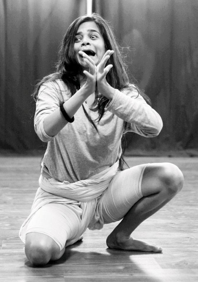 Srishti Shrivastava during a rehearsal for the play