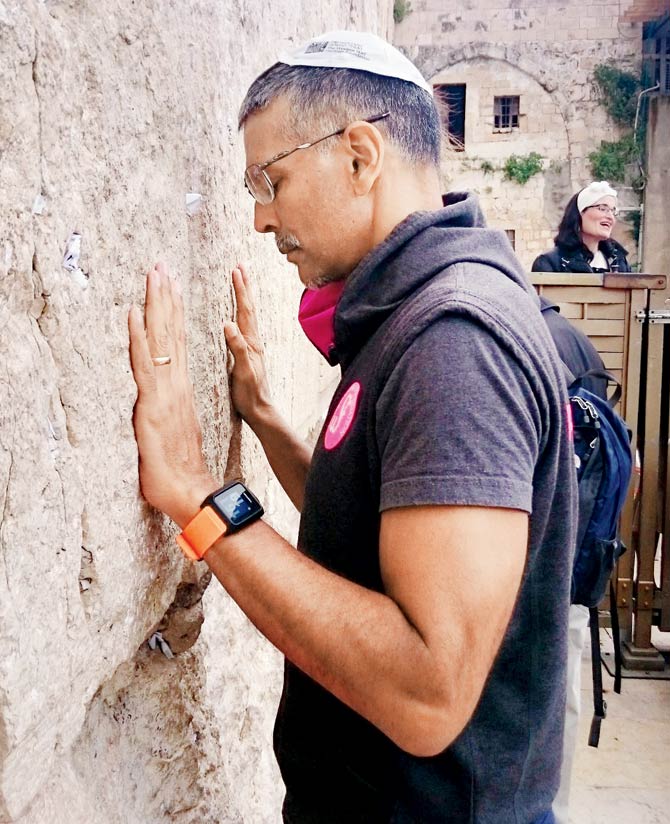 Milind Soman offers prayers at the Western Wall in Israel