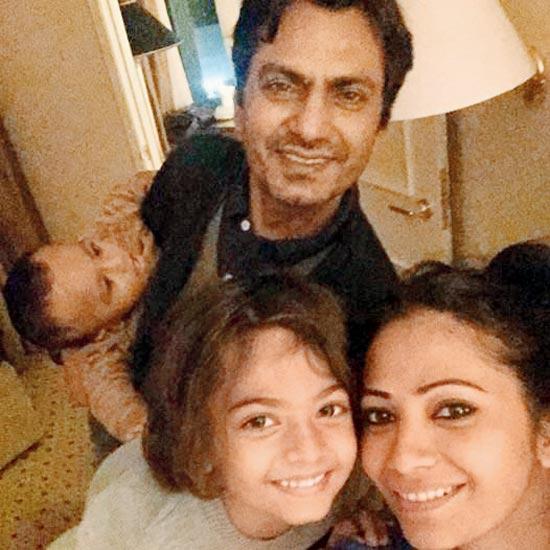 Nawazuddin Siddiqui with wife Aaliya and kids in a picture that she shared on Facebook on their anniversary