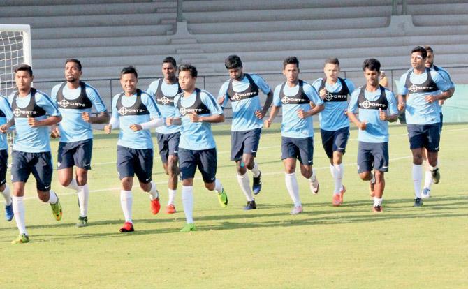 The Indian national football team. File Pic