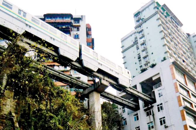 Train passes straight through 19th floor of a building