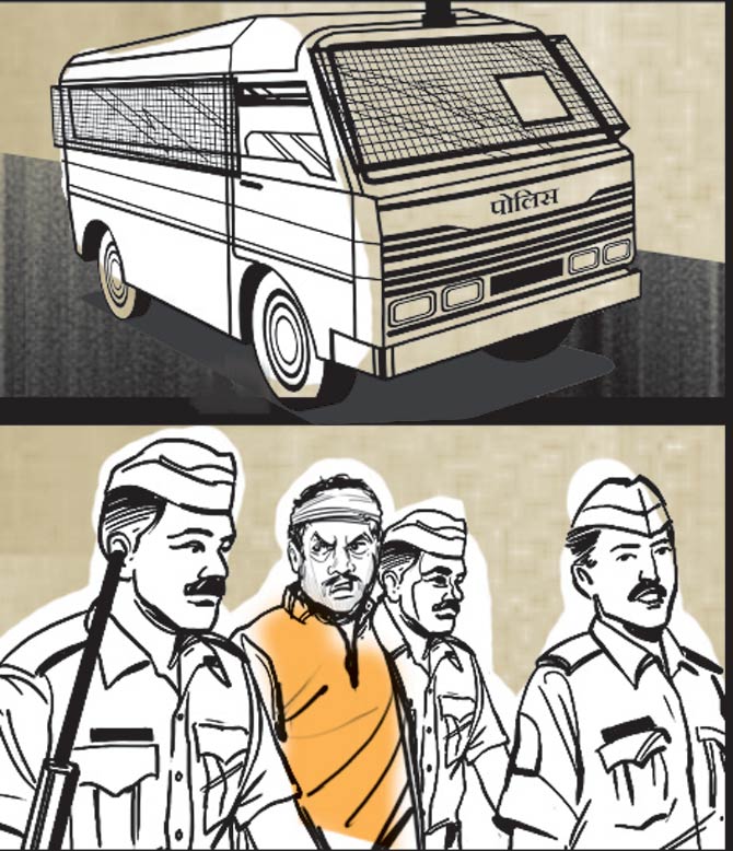 Cops arrive and overpower him. Illustration/Ravi Jadhav