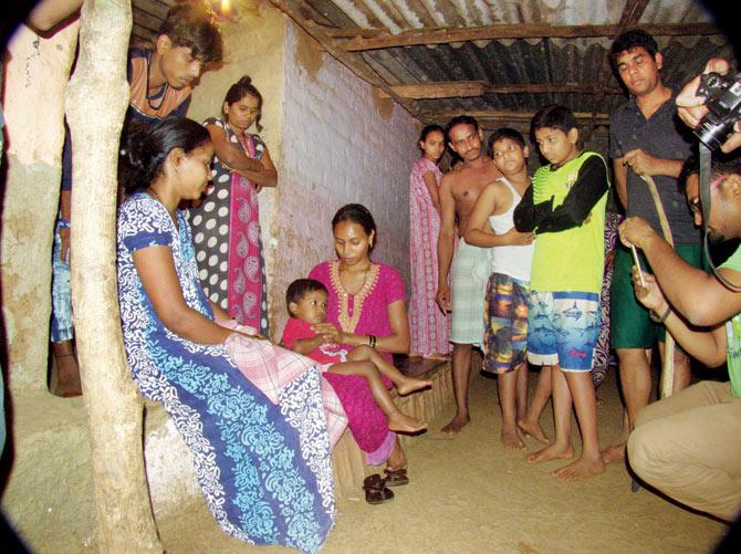 Pramila Rinjad and her three-year-old son Pranay along with other villagers at Chafyachapada. File Pic