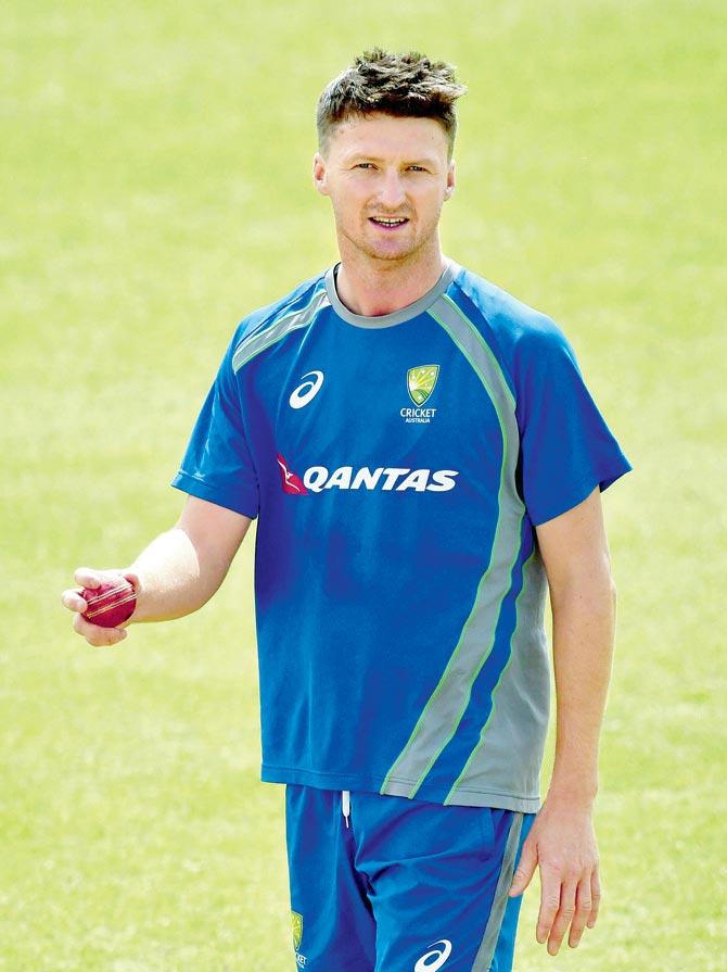 Australian seamer Jackson Bird during a practice session ahead of the last Test against India in Dharamsala yesterday. Pic/PTI