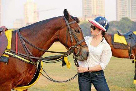Beauty and the beast: Jacqueline Fernandez plants a kiss on a horse