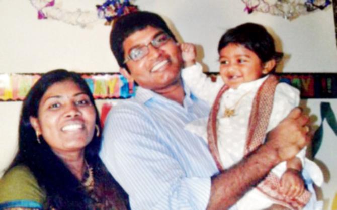 N. Sasikala with husband N. Hanumantha Rao and their son Anish Sai.