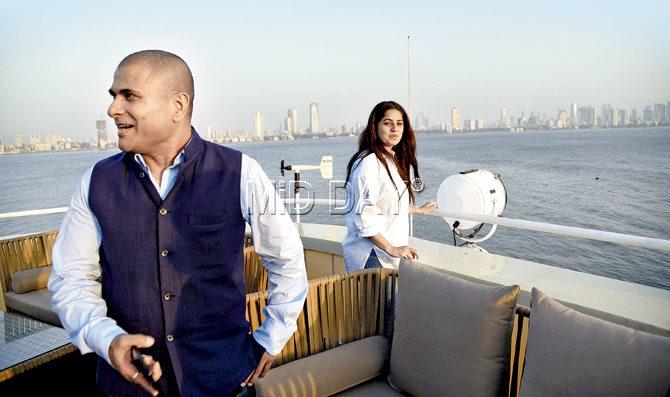 After three years of battling with bureaucracy, Chetan Bhende and wife Manju can finally enjoy the sunset on the sun deck of the AB Celestial. Pics/Pradeep Dhivar