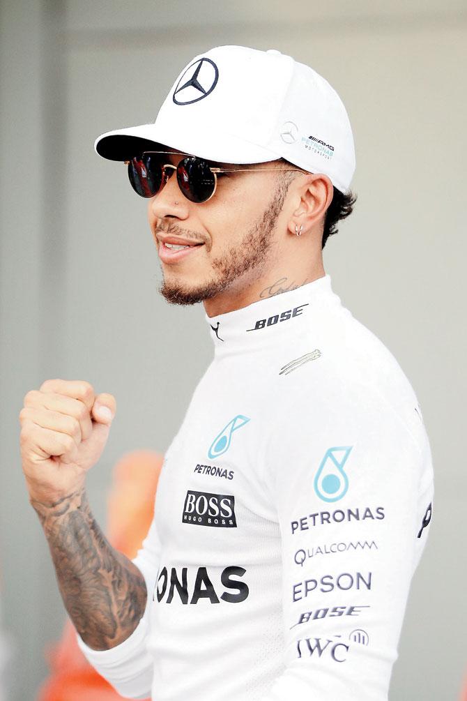 Lewis Hamilton after claiming pole position in Melbourne on Saturday. Pic/GETTY IMAGES