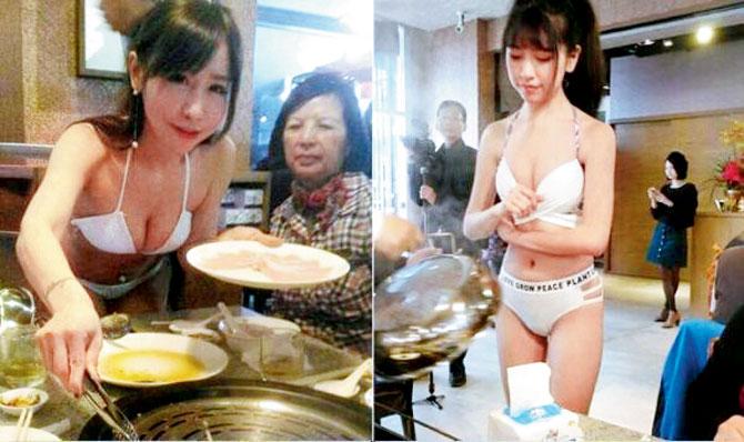 Hot Pot! This restaurant uses bikini-clad waitresses to attract customers