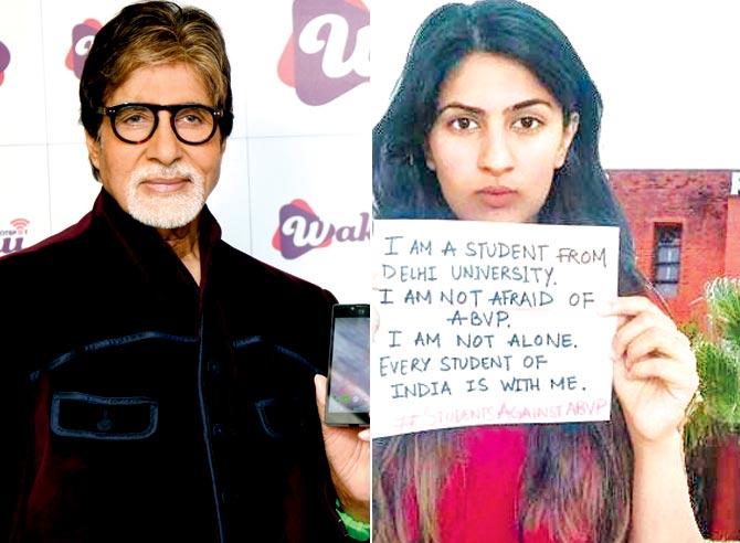 Amitabh Bachchan and Delhi University student Gurmehar Kaur