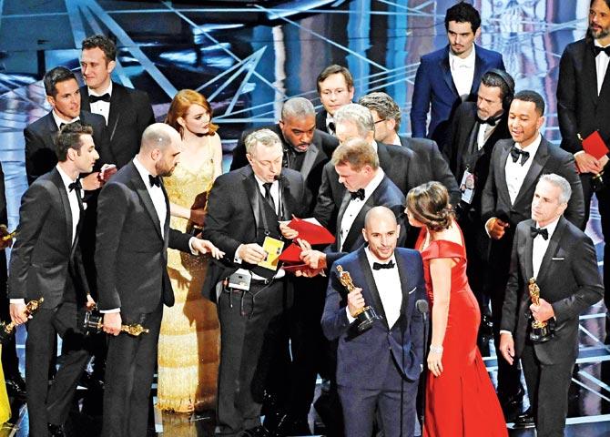 Chaos on the Oscar stage after La La Land, instead of actual winner Moonlight, was named Best Picture
